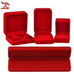 Jewelry Boxes Quality Wedding Storage Case Amazing Red Velvet Ring Earrings Necklace Pendant Bracelet Organizer Gift Box 231117