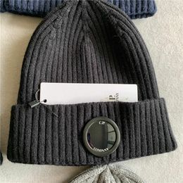 black Ccp one lens men caps cotton knitted warm beanies outdoor trackcaps casual Winter windproof hats lens removeable skull caps