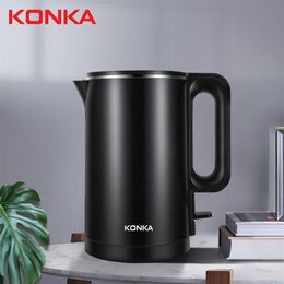 EU instock Konka Electric Kettle Stainless Steel Water-Kettle Heating Pot Teapot Quick-Heating 1500W 1 8L Capacity Black and Whi2723