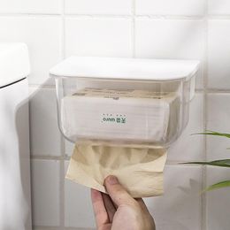 Tissue Boxes & Napkins Punch-Free Box Home Wall-Mounted Transparent Container Towel Napkin Holder Case For Office Decoration