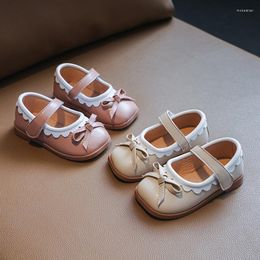 Flat Shoes Children Casual Leather For Girls Kids Dress With Bowtie Princess Toddlers Little Party Flats 21-30 Spring