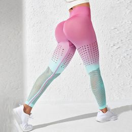 Womens Pants Capris Women Seamless Leggings Hollow Out Gym Ladies High Waist Push Up Tight Fitness for Sport 231116