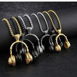 Pendant Necklaces Rock DJ Music Headphone Necklace Fashion Stainless Steel Men Women Hip Hop Headset Party Cool Jewelry267Z