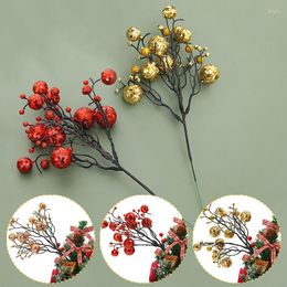 Decorative Flowers Artificial Red Berry Fake Flower For Year Wedding Home Garden Decor DIY Tree Branch Christmas Decoration