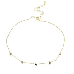 Choker Necklace Delicate Gold Colour Star Short For Women Fashion 925 Sterling Silver Simple Jewellery Chokers