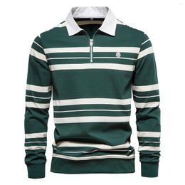 Men's T Shirts 2023 Cotton Stripe Men Polo Long Sleeve Summer Spring T-Shirt For High Quality Tops Sweater Clothing Camiseta