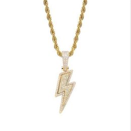 Lced Out Bling Light Pendant Necklace With Rope Chain Copper Material Cubic Zircon Men Hip Hop Jewellery locket necklaces for women275T