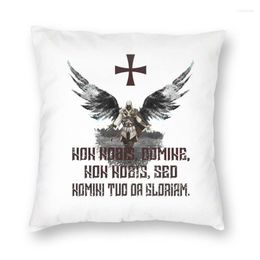 Pillow Templar Medieval Warrior Sofa Cover Home Decoration Print Knights Cross Throw Case Double-sided