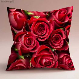 Cushion/Decorative 40/45/50/60cm Rose Flower Cushion Cover Home Wedding Decoration Sofa Bed case Pink/Red Rose Case