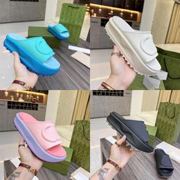 Embroidery thick soled slippers Sandals women's 2022 new sponge cake with super height increase outside wear one word slipper women's shoes