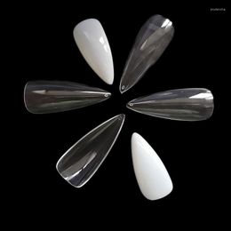 False Nails 500pcs Full Cover Acrylic Long Natural Transparent Artificial Stiletto Almond Nail Tips