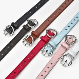 Other Children Faux Leather Belt Kids Cute Peach Heart Buckle Belts For Girls Solid Waistband Love Eyelet Grommet Waist 231117