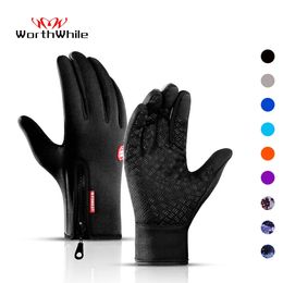 Sports Gloves WorthWhile Winter Bike Warm Touch Screen Full Finger Waterproof Outdoor Skiing Motorcycle Riding 231117