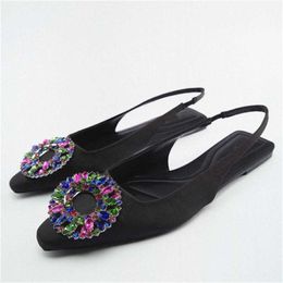 Nxy Sandals Summer Black Flats Slippers Women Cute Shiny Bow Fashion Beach Slingback Shoes Casual Plus Size Sandal 230406