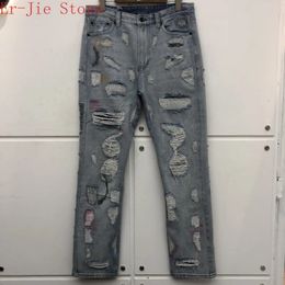 Men's Jeans Fashionable and Worn out Embroidered Endless for Men Women 231117