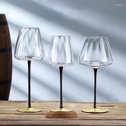 Wine Glasses Luxury Glass Reverse Mouth Black Pole Burgundy Belly Crystal Champagne Household Drinking