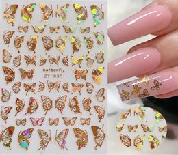 1pc Holographic 3D Butterfly Nail Art Stickers Adhesive Sliders Colorful DIY Golden Nail Transfer Decals Foils Wraps Decorations8867899