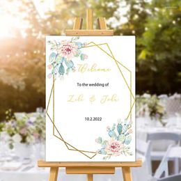 Party Decoration 1PC Welcome To Our Engagement Customized Canvas Sign Cactus Flower Printing Wedding Guest 50cm70cm Wall Decor