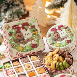 Storage Bottles Creative Cute Jar Christmas Candy Iron Seal Container Cartoon Cookies Dessert Organizers Home Food Pots Decor