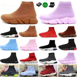 Designer sock shoes men women Graffiti White Black Red Beige Pink Clear Sole Lace-up Neon Yellow socks speed runner trainers flat platform sneakers casual 36-45