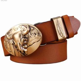 Belts red 2020 solid brass buckle high quality camel belts for men leaf cow 3.8 cm wide str girdle full grain 100% genuine leatherL231117