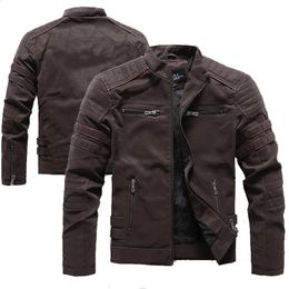 Men's Jackets 2023 Vintage Fleece Leather Jacket Winter Motorcycle PU Men Warm Multipocket Zipper Autumn Outwear Coat Male 231116