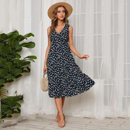 Casual Dresses Summer Love Pattern Dot Print Dress Women Short Sleeve Square Collar Long Chiffon