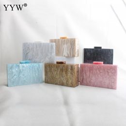 Evening Bags Acrylic Bag With Chain Shoulder For Women Fashion Female Day Clutch Party Purse Pink Gold Crossbody 230417