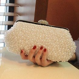 Evening Bags Women messenger beaded women vintage evening bags imitation pearl shell women bag shoulder bags diamonds clutch bag for wedding 231117