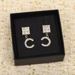 2023 Luxury quality charm drop earring with diamond in 18k gold plated have stamp Square shape design PS7865A