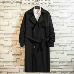 Men's Trench Coats Korean Fashion Spring Trench Coat Mens Windbreaker Trenchcoat Men Smart Casual Loose Long Overcoat Streetwear Big Size 5XL Q231118