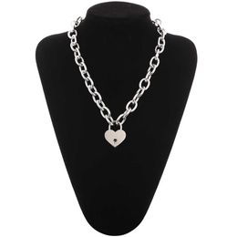 Pendant Necklaces Key To My Heart Lock Necklace Pendants Grunge Aesthetic Padlock Chain On The Neck Collar Goth Egirl Y2k Jewelry Couple Gift Z0417