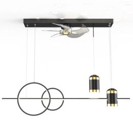 Pendant Lamps Nordic Restaurant Ceiling Fan With Lights Remote Control Smart Living Room Decoration Lamparas