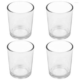 Candle Holders 4pcs Glass Transparent Cup Holder Simple Style Container