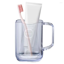 Bath Accessory Set Toothbrush Transparent Holder Cup Rinse Bathroom Storage Accessories With Socket Curved Mouth Design