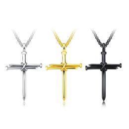 Whole Titanium Steel Cast Steel Cross Pendant for Men Punk Style Personality Male Necklace Accessories205s