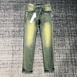 Men s Jeans Brand Yellow Mud Dirty Wash Old Slim Fit Versatile Basic Style High Street 231117