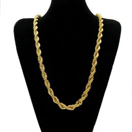 10mm Thick 76cm Long Rope ed Chain 24K Gold Plated Hip hop Heavy Necklace For mens2788