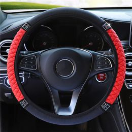 Steering Wheel Covers Universal Car Cover Imitation Leather Embroidered Diamond-Studded High Quality Elastic