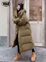 Women's Down Parkas V E 2023 Winter Warm Pink Hooded Long ParkaS Chaqueta Thick Windproof Overcoat Casual Snow Wear Cotton Padded Women Jaqueta 231117