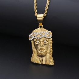 Mens Hip Hop Necklace Jewelry Fashion Stainless Steel JESUS Piece Pendant Necklace High Quality Gold Necklace285F