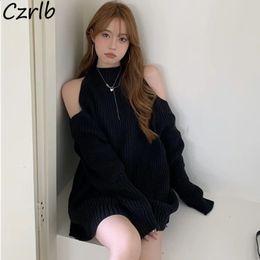 Women's Sweaters Knitted Sweater Women Off Shoulder Pullovers sweet Gentle 3Colors Vintage Streetwear Clothing Y2k Tops Fashion American Cool 231116