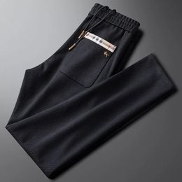 Men s Pants Light Luxury Slim Fit Straight Knitted Sweatshirt Khaki casual pants 231117