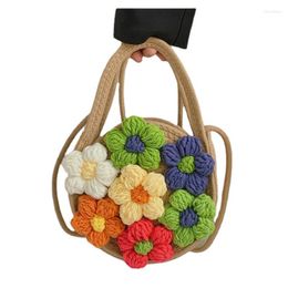 Storage Bags Weave Handbag Ethnic Eco Bag Modern Pouch Colorful Korean Style Student Useful Thing For Home Organizer Traval Geometric Flower