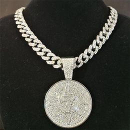 Pendant Necklaces Hip Hop Crystal Lucky Number 7 Pendant With Big Miami Cuban Chain Choker Necklace For Men Women Iced Out Coin Je225J