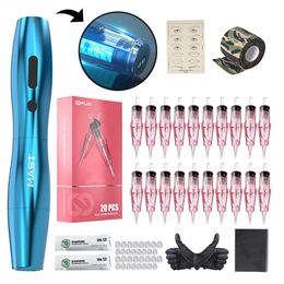 Tattoo Machine Mast P20 Tattoo Pen Kit Wireless Battery 2.5mm Stroke Eyebrow Lips Permanent Makeup Machine Noir WJX 1RL Cartridge Needles Set 231116