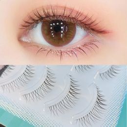 False Eyelashes 5 Pairs Natrual Eyelashes Clear Band Soft Air Korean Eye Lashes Extension Set Wholesale Reusable Ultra Light Handmade Mink 231116