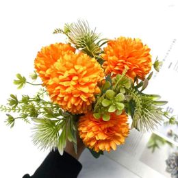 Decorative Flowers Fake Ball Chrysanthemum Long Lasting Faux No Watering Bedroom Home Decor False Bulbous Flower Po Props