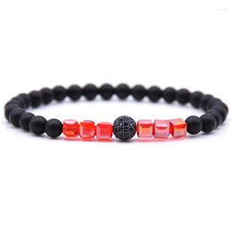 Charm Bracelets HYHONEY 6mm Matte Black Natural Stone Beads For Women&Men Handmade Pave CZ Disco Ball Charms 2023