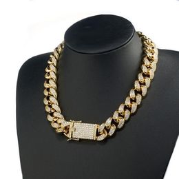 20mm 16-36inches Heavy Iced Out Zircon Miami Cuban Link Chain Necklace Choker Bling Hip hop Gold Silver Rosegold Jewelry208n